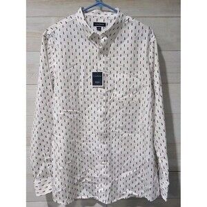 NWT Club Room Mens Micro Lighthouse Graphic Long Sleeve Button Down Shirt L